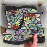 Sam's Flowers -Lace up Festival Bohemian Combat boots,  Lace up, Classic Short boots - MaWeePet- Art on Apparel