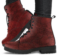 Red Spider Webs -Classic boots, combat boots, Lace up, Festival hippy boots - MaWeePet- Art on Apparel