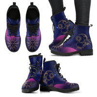 Sun and Moon Pink Nebula  - Classic boots, combat boots, Lace up Festival boots - MaWeePet- Art on Apparel