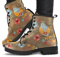 Buff Birdy  - Classic boots, combat boots, Lace up, Festival hippy boots - MaWeePet- Art on Apparel