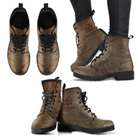 Warm brown Vintage  - Classic boots, combat boots, Lace up Festival boots - MaWeePet- Art on Apparel