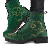 Sun and Moon Green Angles  - Classic boots, combat boots, Lace up Festival boots - MaWeePet- Art on Apparel