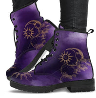 Sun and Moon Purple Nebula  - Classic boots, combat boots, Lace up, Festival hippy boots - MaWeePet- Art on Apparel