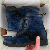 Vintage Blue Emblem  - Classic boots, combat boots, Lace up, Festival hippy boots - MaWeePet- Art on Apparel