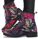 Mad Hatter Pink Grunge -Womans Combat boots, , Hippy Festival, Combat Boots - MaWeePet- Art on Apparel