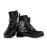 Mad Hatter Black Grunge -Womans Combat boots, , Hippy Festival, Combat Boots - MaWeePet- Art on Apparel