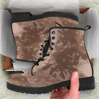 Naturals Latte-Women's Combat boots,  Festival, Combat, Vintage Hippie Lace up Boots - MaWeePet- Art on Apparel
