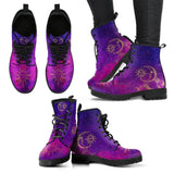 Pink Nebula Sun and Moon-Women's Combat boots,  Festival, Combat, Vintage Hippie Lace up Boots - MaWeePet- Art on Apparel