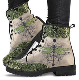 Green Dragonfly-Women's Combat boots, , Festival, Combat, Vintage Hippie Lace up Boots - MaWeePet- Art on Apparel