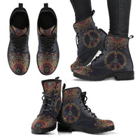Colorful Peace -Women's Combat boots, Festival, Combat, Vintage Hippie Lace up Boots - MaWeePet- Art on Apparel