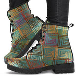 Combat Boots, Lace Up, Festival Bohemian Ankle Boots Combat boots,  Boots- Abstract squares- - MaWeePet- Art on Apparel