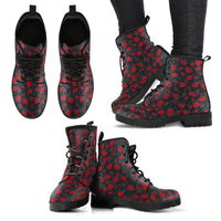 Three Rose Patterns -Women's Combat boots,  Festival, Combat, Vintage Hippie Lace up Boots - MaWeePet- Art on Apparel
