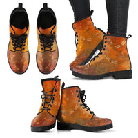 Orange Dragonflies- Classic boots, combat boots, Lace up Festival boots - MaWeePet- Art on Apparel