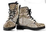 Dragonfly Beige -Classic boots, combat boots, Lace up Festival boots - MaWeePet- Art on Apparel