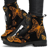 Butterfly Yellow- Ankle Boots, Women's Lace Up, Combat boots, Classic Short boots - MaWeePet- Art on Apparel