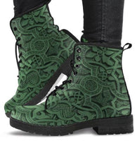 Vintage Green Tattoo- Ankle Boots, Women's Lace Up, Combat boots, Classic Short boots - MaWeePet- Art on Apparel