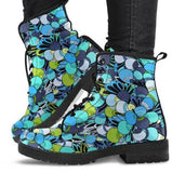 Funky Patterns in Blues  - Ankle Boots, Vegan Leather, Women's Lace Up, Combat boots for woman, Classic Short boots - MaWeePet- Art on Apparel