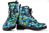 Funky Patterns in Blues  - Ankle Boots, Vegan Leather, Women's Lace Up, Combat boots for woman, Classic Short boots - MaWeePet- Art on Apparel