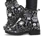 Witch Symbols- Ankle Boots, Women's Lace Up, Combat boots, Classic Short boots - MaWeePet- Art on Apparel