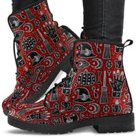 Witch Symbols Red- Ankle Boots, Women's Lace Up, Combat boots, Classic Short boots - MaWeePet- Art on Apparel