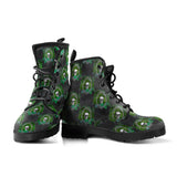 Ankle Boots, Unisex Lace Up, Combat boots, Classic Short boots- Christmas Skulls Green. Mens and womans sizes - MaWeePet- Art on Apparel