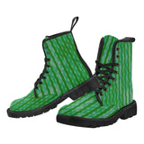 Green stripes-Women's Canvas Boots, Combat boots , Combat Shoes, Lightweight Boots - MaWeePet- Art on Apparel