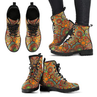 Mandalas Boots-Women's Boots, Combat boots, Hippie Boots Lace up, Classic Short boots - MaWeePet- Art on Apparel
