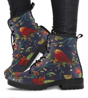 Little Red Bird Combat Shoes, Hippie Boots Lace up, Classic Short boots - MaWeePet- Art on Apparel