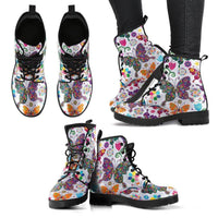 Colourful Butterfly -Women's Boots, Boho, Combat Shoes, Hippie Boots - MaWeePet- Art on Apparel