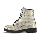 Musical Boots -Combat, Hippie Boots vegan Leather Lace up, Classic Short boots - MaWeePet- Art on Apparel