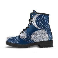 Circles blue and white -Women's Festival Combat, Hippie Boots Lace up, Classic Short boots - MaWeePet- Art on Apparel
