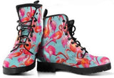 Pink Flamingo-Women's Ankle Boots, Combat, Hippie Boho Boots vegan Leather - MaWeePet- Art on Apparel