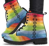 Chakra Rainbow-Women's Boots, Vintage Style Festival, Boho, Combat, Hippie Boots Lace up, Classic Short boots - MaWeePet- Art on Apparel