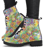 Colorful Dragonfly  -Women's Boots, Doc  Style, Vegan Friendly Boho, Combat, Hippie Boots - MaWeePet- Art on Apparel