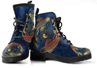 Yin and yang Koi fish -Women's Combat boots,  Festival Combat, Hippie Boots - MaWeePet- Art on Apparel