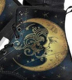 Moon With Swirl-Women's Combat, Hippie Boots Lace up, Classic Short boots - MaWeePet- Art on Apparel