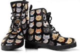 Cats Black-Doc  ,  Style Festival Combat, Hippie Boots Lace up, Classic Short boots - MaWeePet- Art on Apparel