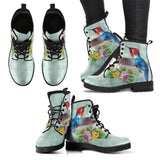 Hummingbird red and blue-Women's Festival Combat, Hippie Boots Lace up, Classic Short boots - MaWeePet- Art on Apparel