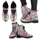 Watercolor Floral -Women's colorful Boots,Combat boots, Festival Combat, Hippie Boots vegan Leather - MaWeePet- Art on Apparel