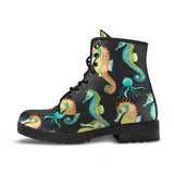 Seahorses- Doc  ,  Style Festival Combat, Boho Hippie Boots Lace up, Classic Short boots - MaWeePet- Art on Apparel