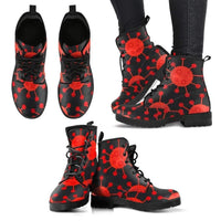 Medical Red Boots - Doc  ,  Style, Festival Combat, Boho Hippie Boots Lace up, Classic Short boots - MaWeePet- Art on Apparel