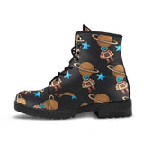 Space Man Planets - Womans Classic combat boots Style Festival Combat, Boho Hippie Boots - MaWeePet- Art on Apparel