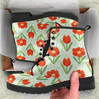 Tulips -Womans Combat boots,  Designer Boots, Combat Boots, Hippie Boots - MaWeePet- Art on Apparel