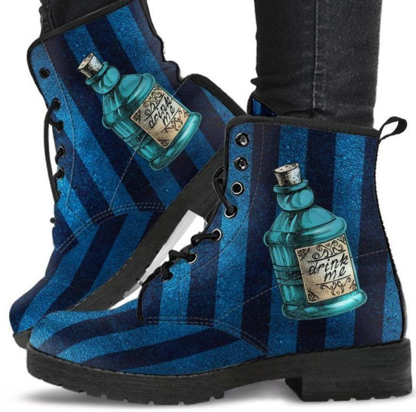 Classic boots, combat boots, Lace up, Festival hippy boots-Alice Drink Me - - MaWeePet- Art on Apparel