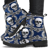 Skulls Blue - Combat boots,  Boots Lace up, Classic Short boots - MaWeePet- Art on Apparel