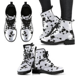 White and Black Dalmatian-Lace up Festival Combat boots,  Boots Lace up, Classic Short boots - MaWeePet- Art on Apparel