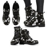 Black and White Dalmatian -Lace up Festival Combat boots,  Boots Lace up, Classic Short boots - MaWeePet- Art on Apparel