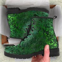 Emerald City Grunge  - Classic boots, combat boots, Lace up, Festival hippy boots - MaWeePet- Art on Apparel
