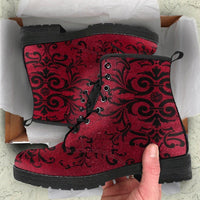 Red Elegant -Classic boots, combat boots, Lace up, Festival hippy boots - MaWeePet- Art on Apparel