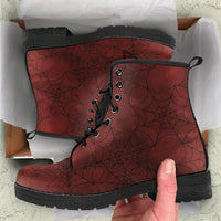 Red Spider Webs -Classic boots, combat boots, Lace up, Festival hippy boots - MaWeePet- Art on Apparel
